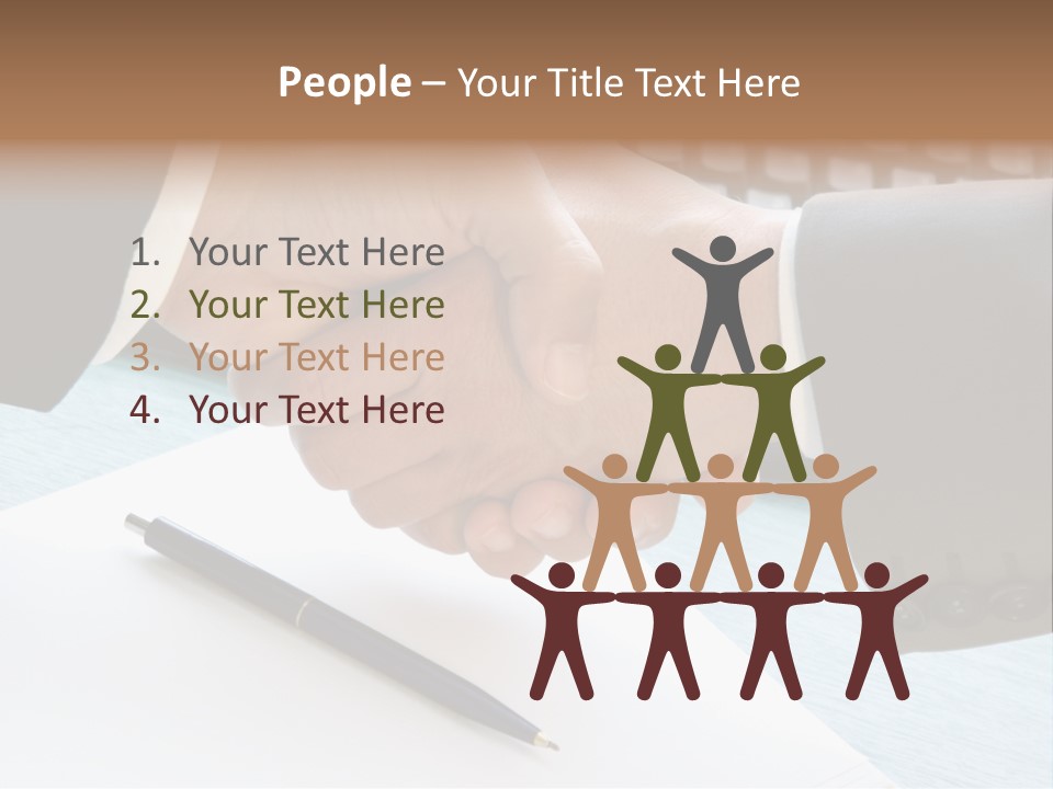 Two People Shaking Hands In Front Of A Keyboard PowerPoint Template