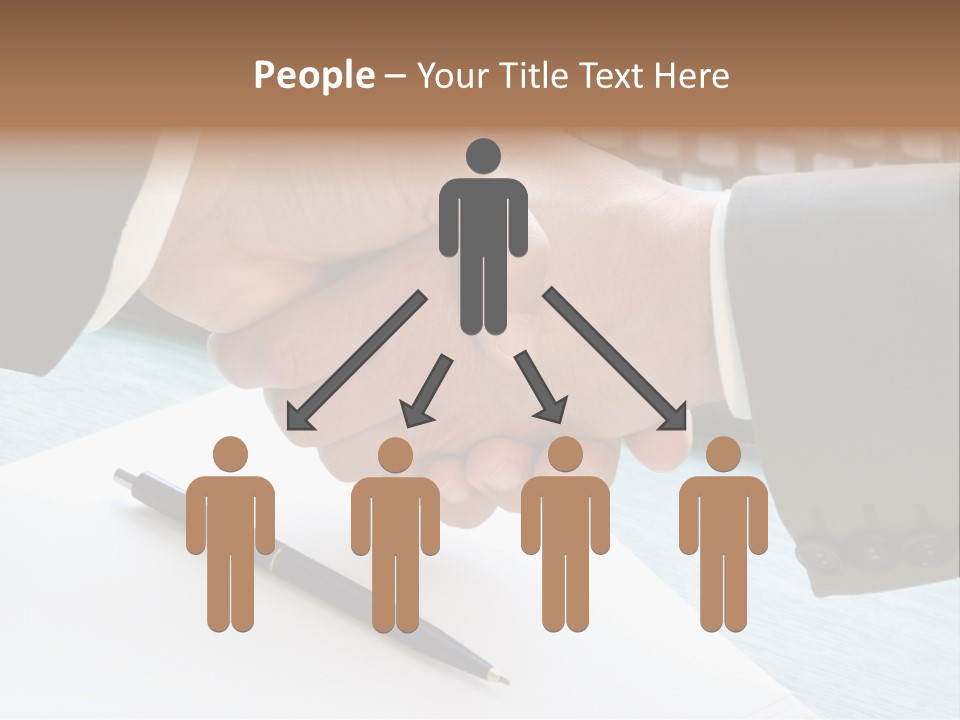 Two People Shaking Hands In Front Of A Keyboard PowerPoint Template