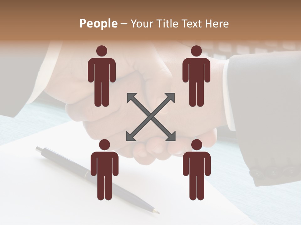 Two People Shaking Hands In Front Of A Keyboard PowerPoint Template