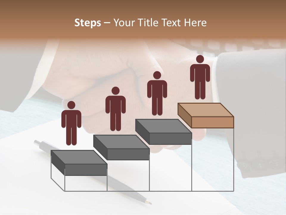 Two People Shaking Hands In Front Of A Keyboard PowerPoint Template