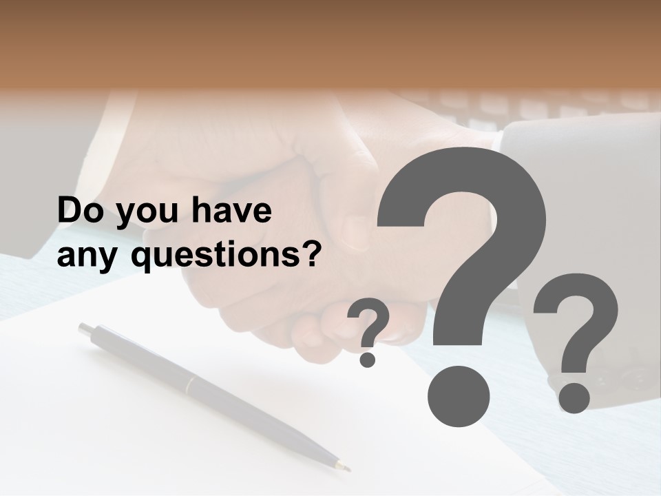 Two People Shaking Hands In Front Of A Keyboard PowerPoint Template