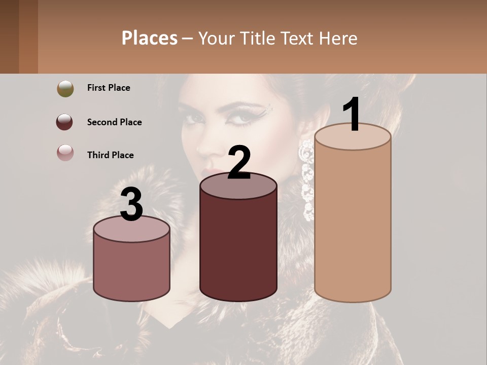 A Woman In A Fur Coat With A Red Lipstick PowerPoint Template