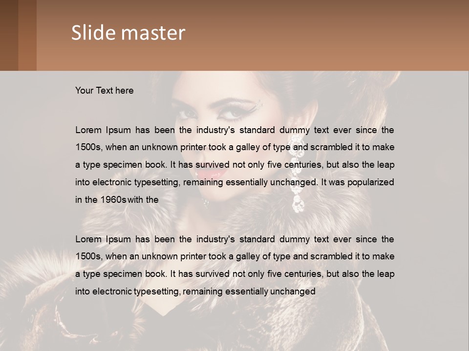 A Woman In A Fur Coat With A Red Lipstick PowerPoint Template