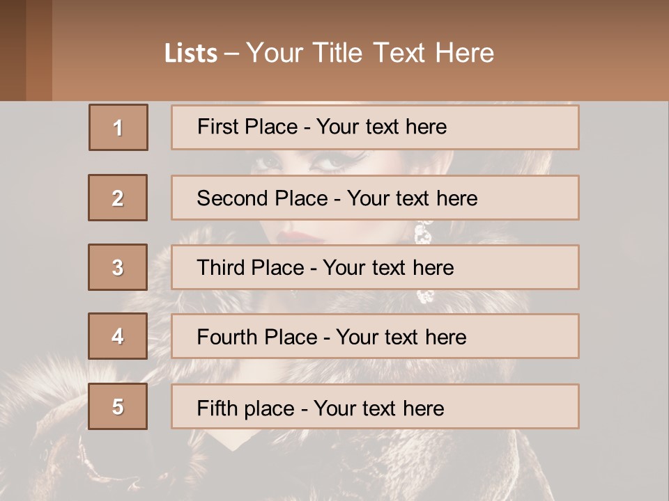 A Woman In A Fur Coat With A Red Lipstick PowerPoint Template