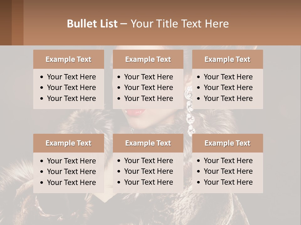 A Woman In A Fur Coat With A Red Lipstick PowerPoint Template