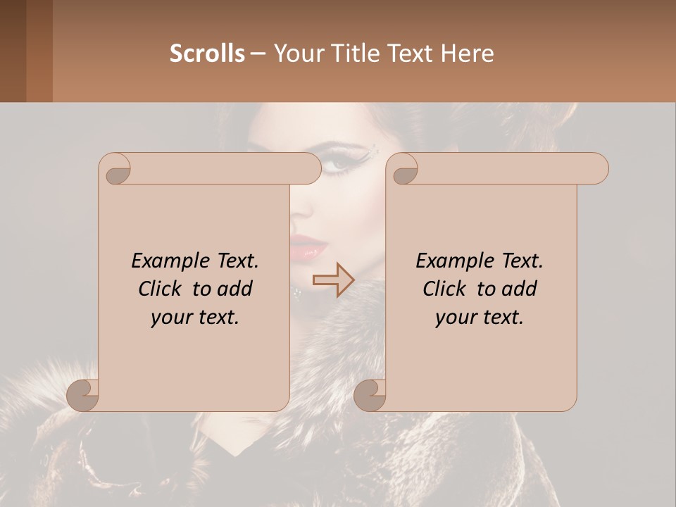 A Woman In A Fur Coat With A Red Lipstick PowerPoint Template