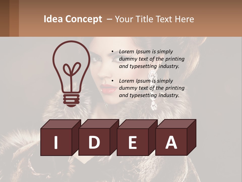 A Woman In A Fur Coat With A Red Lipstick PowerPoint Template