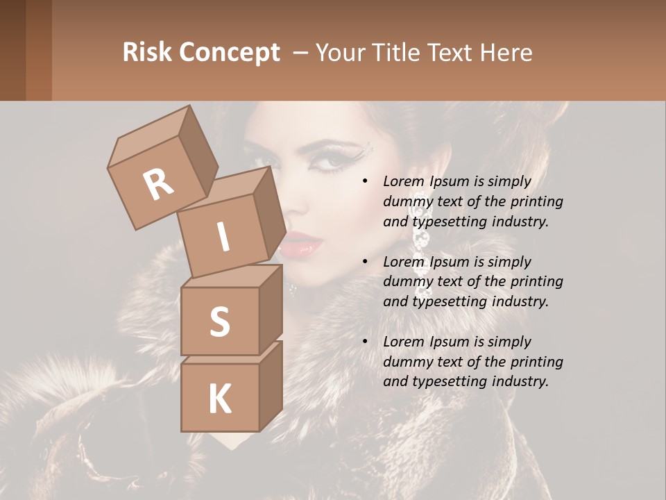 A Woman In A Fur Coat With A Red Lipstick PowerPoint Template