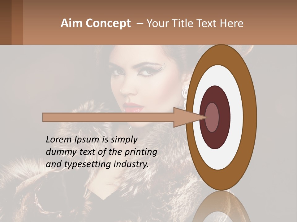 A Woman In A Fur Coat With A Red Lipstick PowerPoint Template