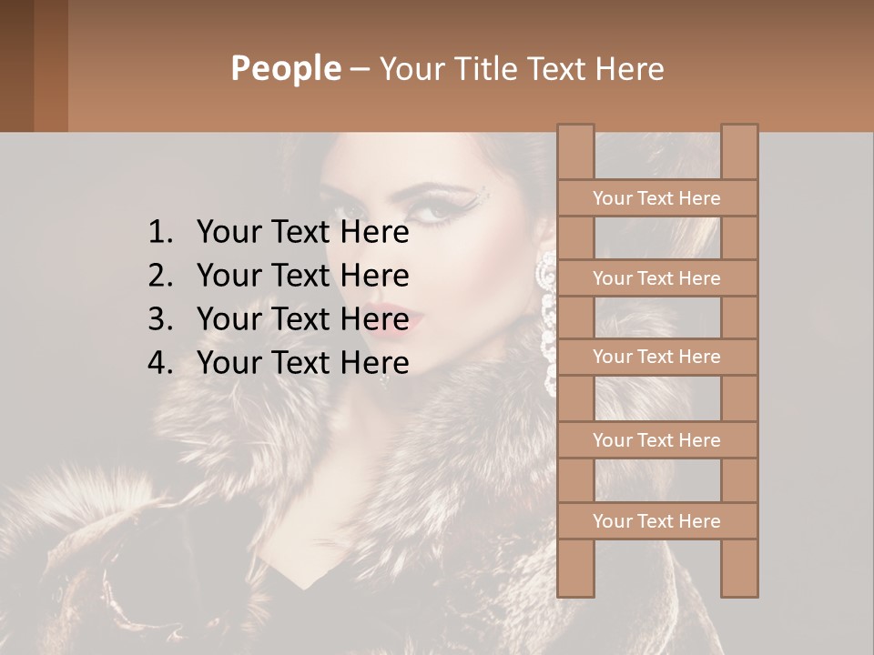 A Woman In A Fur Coat With A Red Lipstick PowerPoint Template