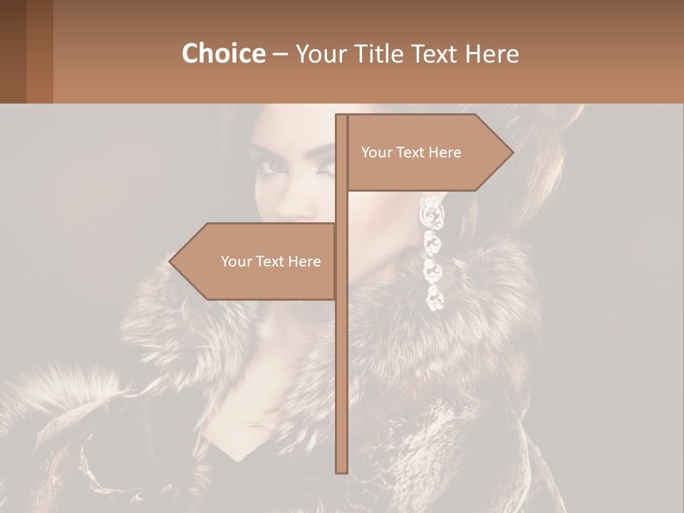 A Woman In A Fur Coat With A Red Lipstick PowerPoint Template