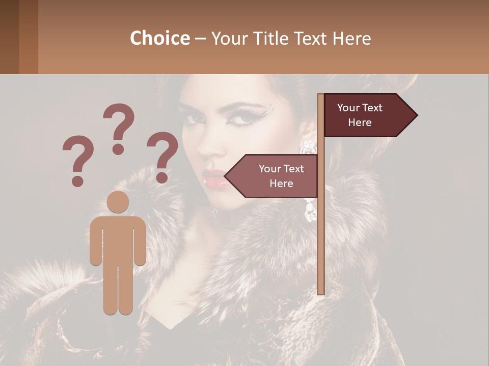 A Woman In A Fur Coat With A Red Lipstick PowerPoint Template