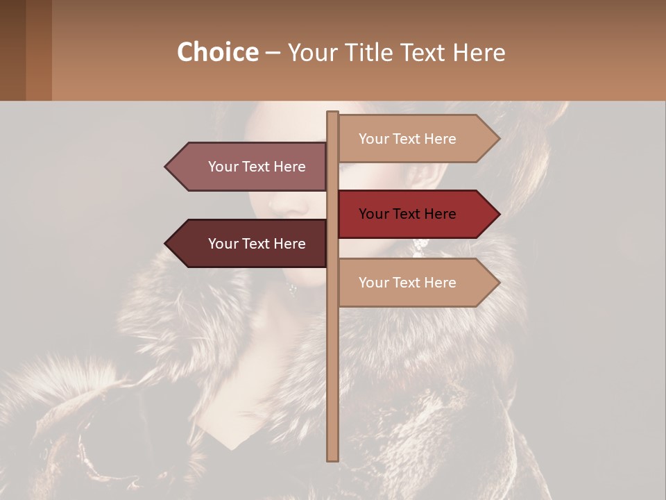 A Woman In A Fur Coat With A Red Lipstick PowerPoint Template