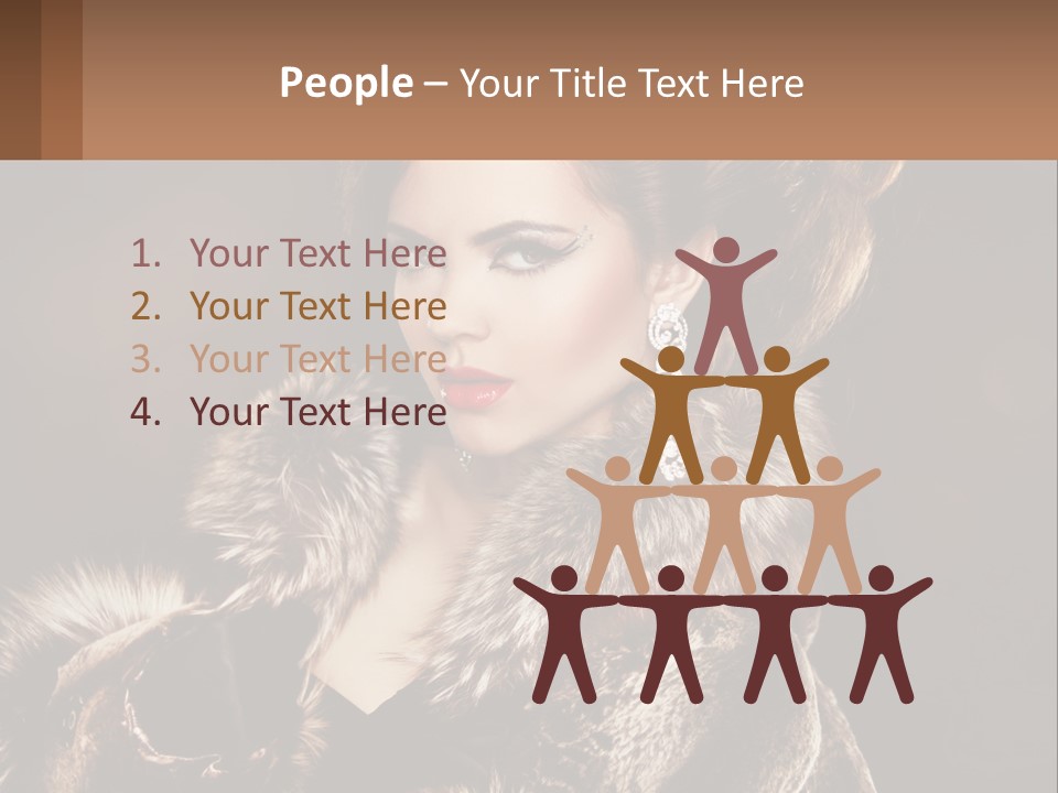 A Woman In A Fur Coat With A Red Lipstick PowerPoint Template