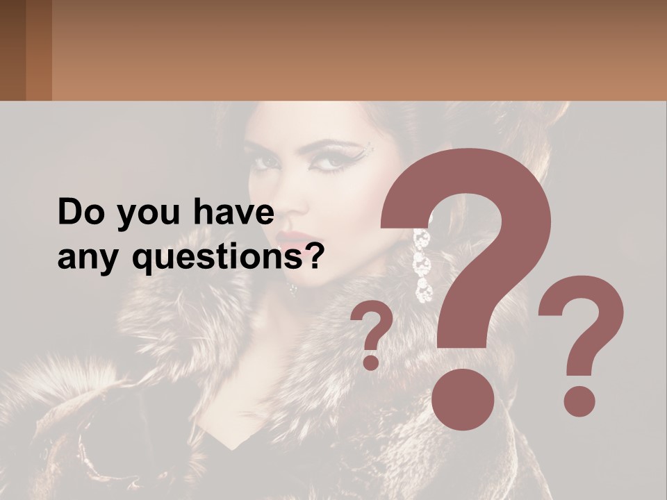 A Woman In A Fur Coat With A Red Lipstick PowerPoint Template