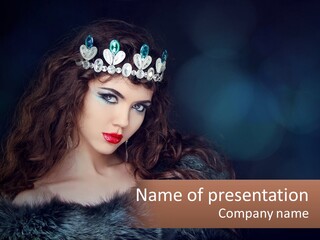 A Beautiful Woman Wearing A Tiara Powerpoint Template PowerPoint Template