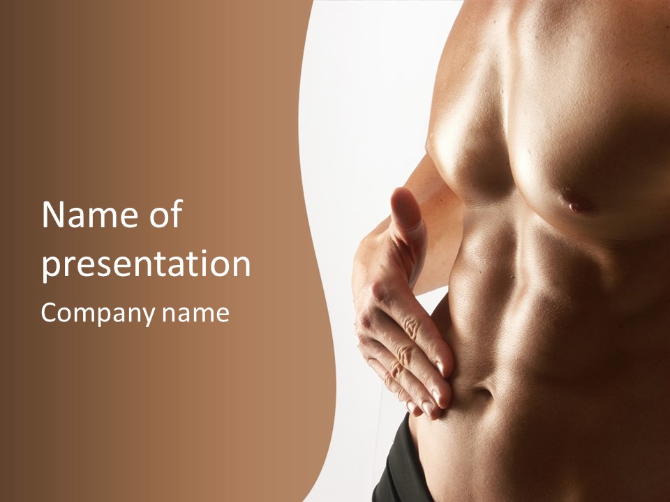 A Man With No Shirt Holding His Hand On His Chest PowerPoint Template