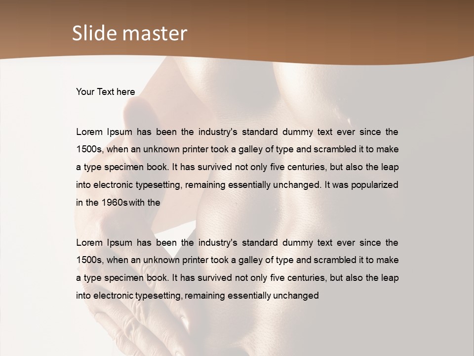 A Man With No Shirt Holding His Hand On His Chest PowerPoint Template