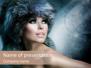 A Woman Wearing A Fur Hat Powerpoint Template PowerPoint Template