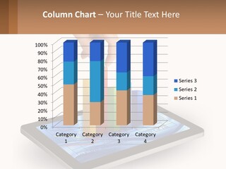 A Person Touching A Tablet With A Bar Chart On It PowerPoint Template