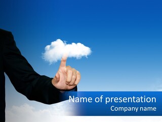 A Man In A Suit Pointing At A Cloud PowerPoint Template