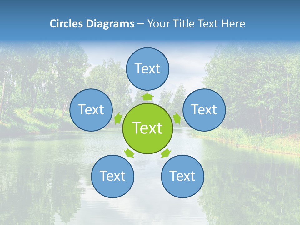 A River Surrounded By Trees With A Sky Background PowerPoint Template