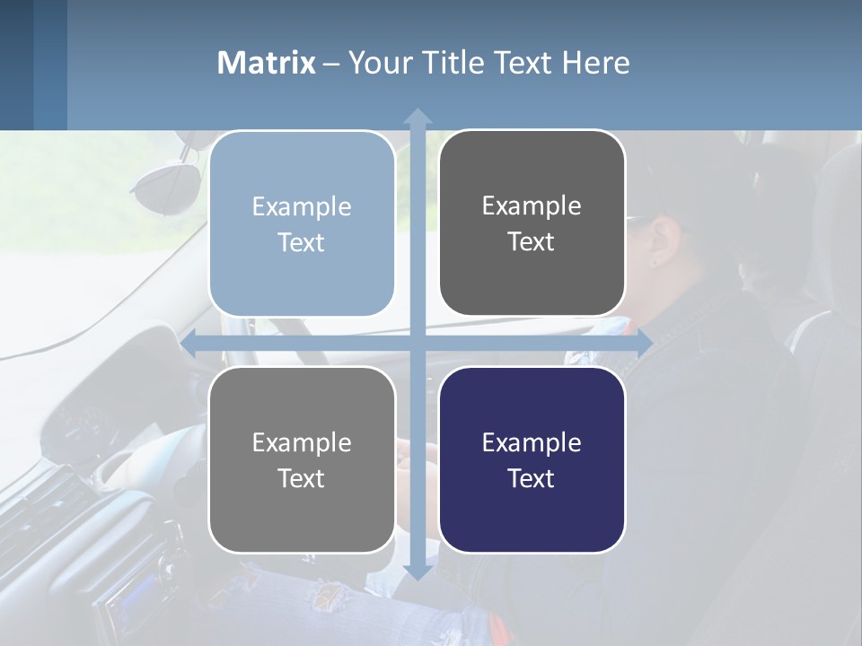 A Woman Sitting In A Car With A Steering Wheel PowerPoint Template