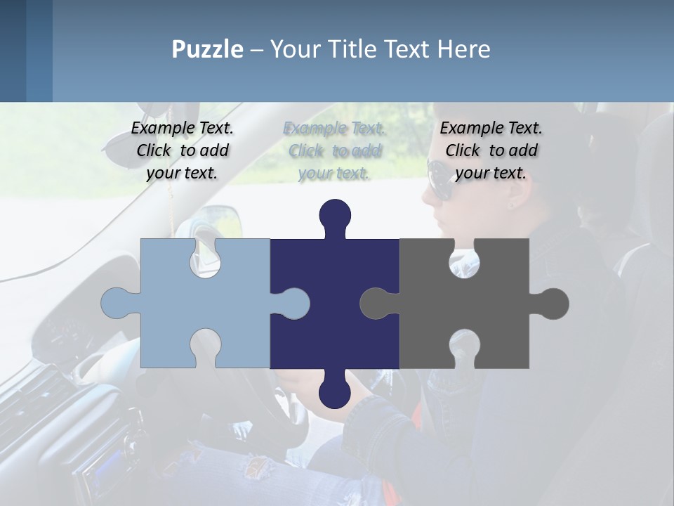 A Woman Sitting In A Car With A Steering Wheel PowerPoint Template