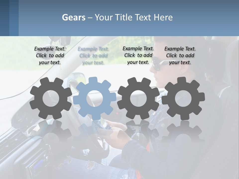 A Woman Sitting In A Car With A Steering Wheel PowerPoint Template