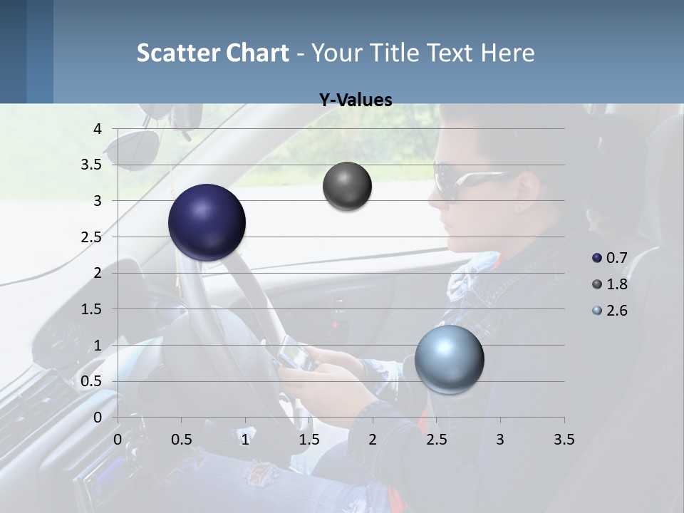 A Woman Sitting In A Car With A Steering Wheel PowerPoint Template