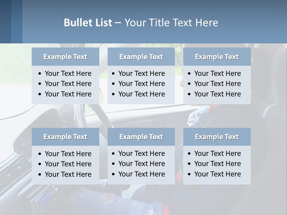 A Woman Sitting In A Car With A Steering Wheel PowerPoint Template