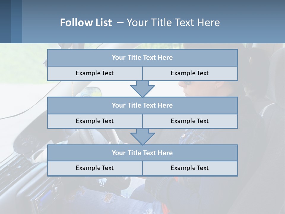 A Woman Sitting In A Car With A Steering Wheel PowerPoint Template