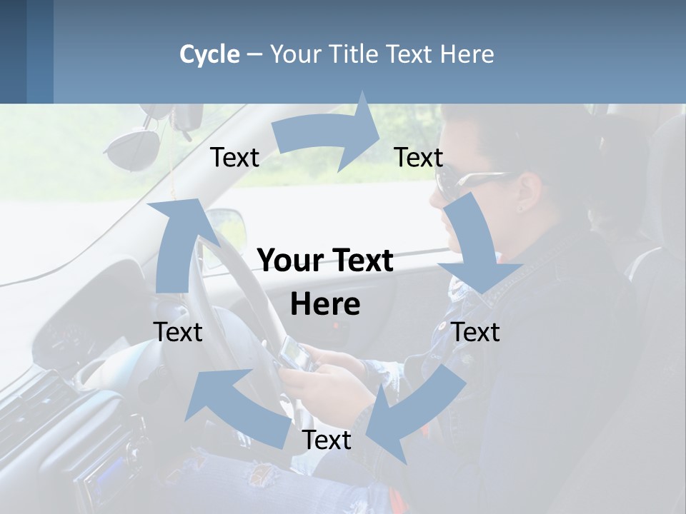 A Woman Sitting In A Car With A Steering Wheel PowerPoint Template