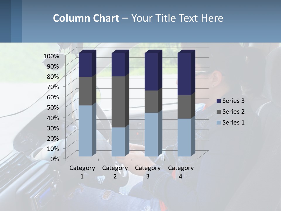 A Woman Sitting In A Car With A Steering Wheel PowerPoint Template