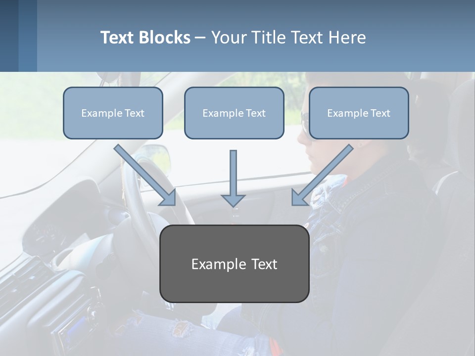 A Woman Sitting In A Car With A Steering Wheel PowerPoint Template