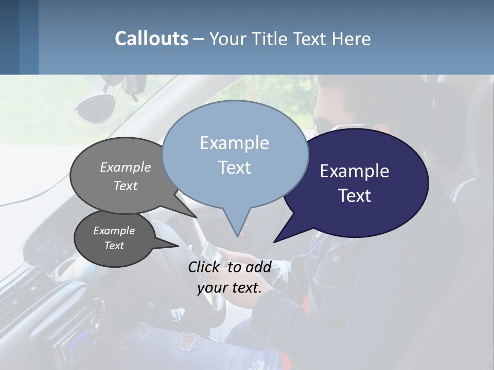 A Woman Sitting In A Car With A Steering Wheel PowerPoint Template