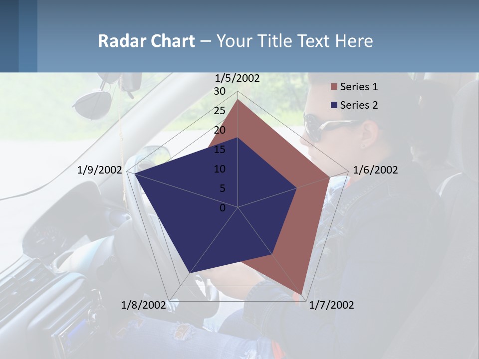 A Woman Sitting In A Car With A Steering Wheel PowerPoint Template