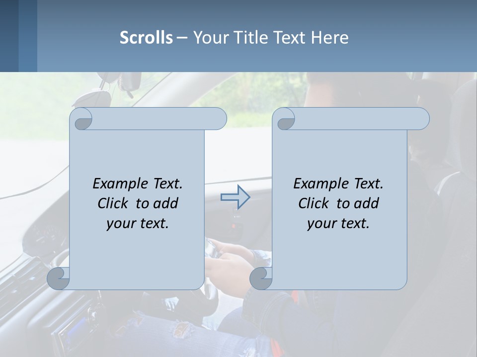 A Woman Sitting In A Car With A Steering Wheel PowerPoint Template