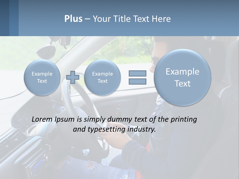 A Woman Sitting In A Car With A Steering Wheel PowerPoint Template