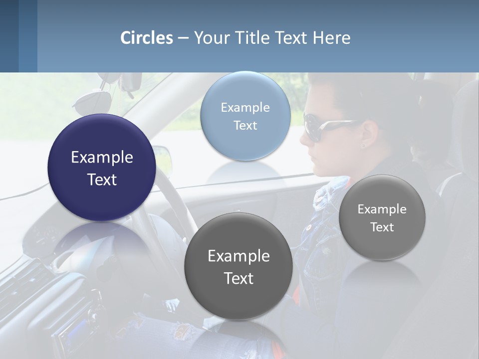 A Woman Sitting In A Car With A Steering Wheel PowerPoint Template