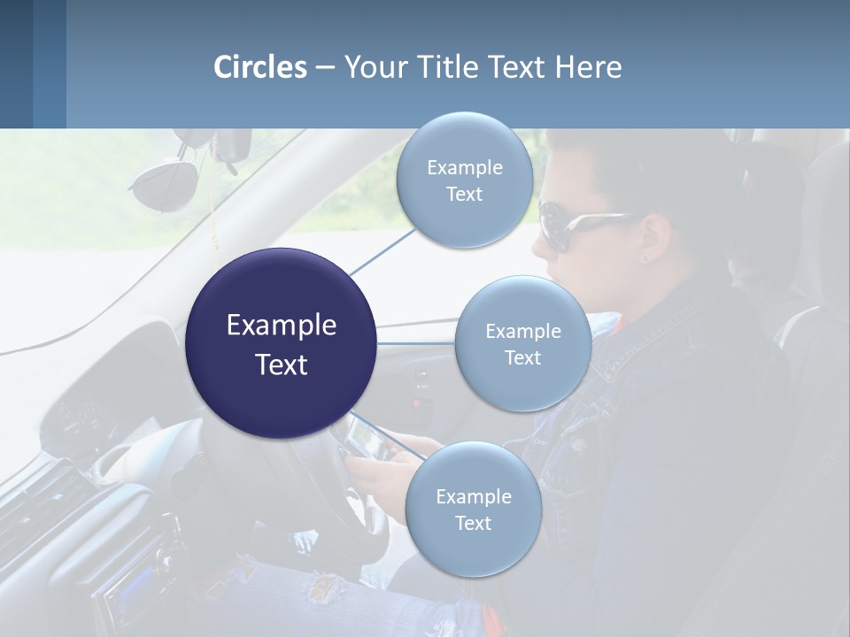 A Woman Sitting In A Car With A Steering Wheel PowerPoint Template