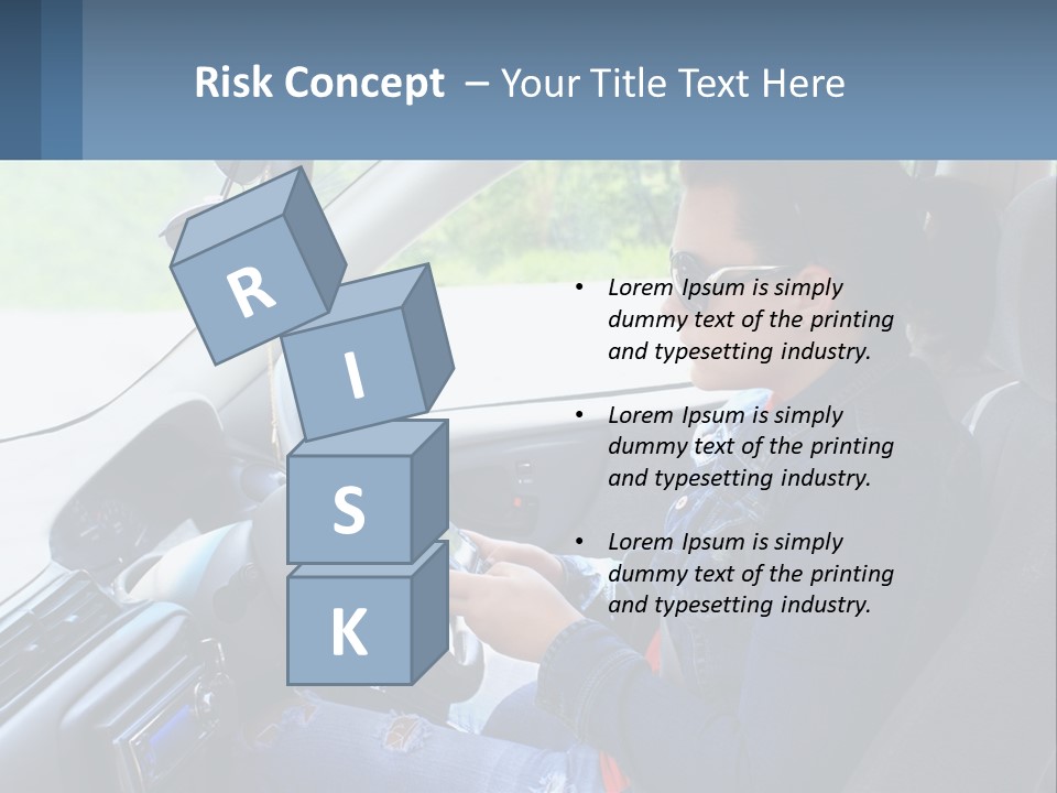 A Woman Sitting In A Car With A Steering Wheel PowerPoint Template