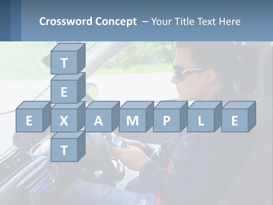 A Woman Sitting In A Car With A Steering Wheel PowerPoint Template