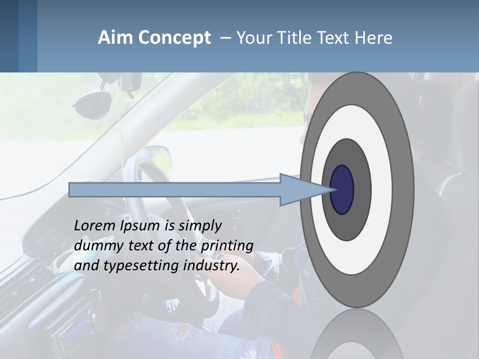A Woman Sitting In A Car With A Steering Wheel PowerPoint Template