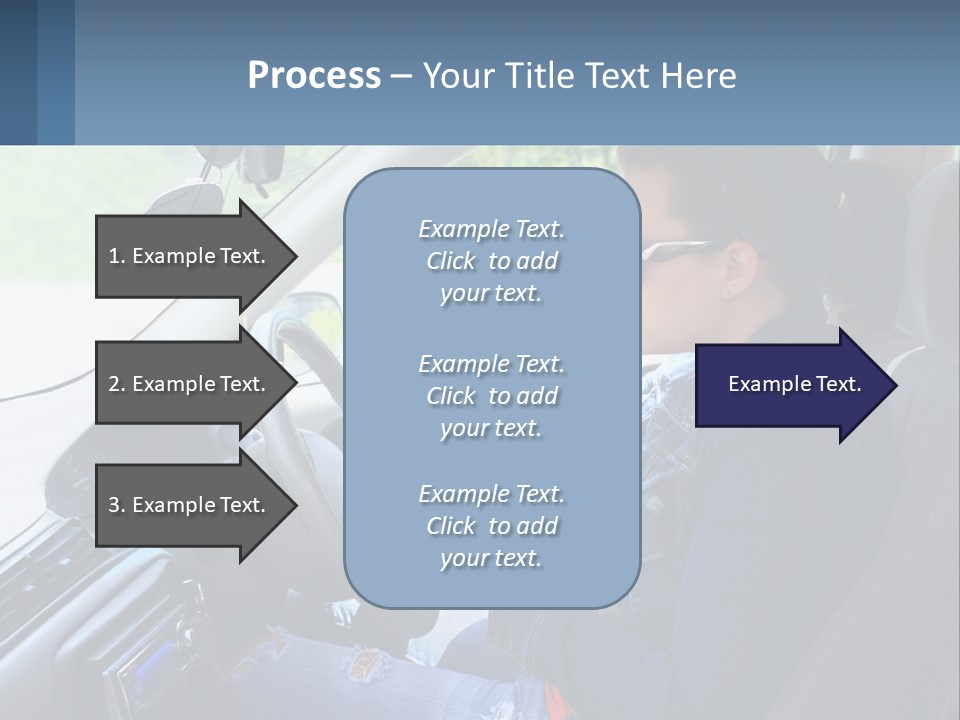 A Woman Sitting In A Car With A Steering Wheel PowerPoint Template