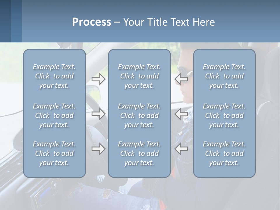 A Woman Sitting In A Car With A Steering Wheel PowerPoint Template