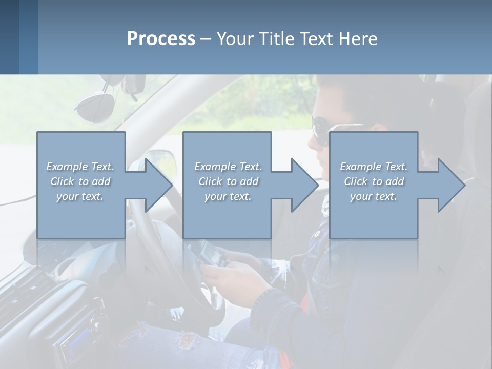 A Woman Sitting In A Car With A Steering Wheel PowerPoint Template