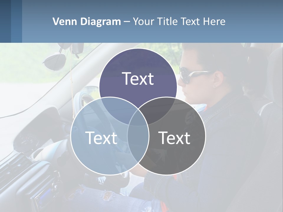 A Woman Sitting In A Car With A Steering Wheel PowerPoint Template