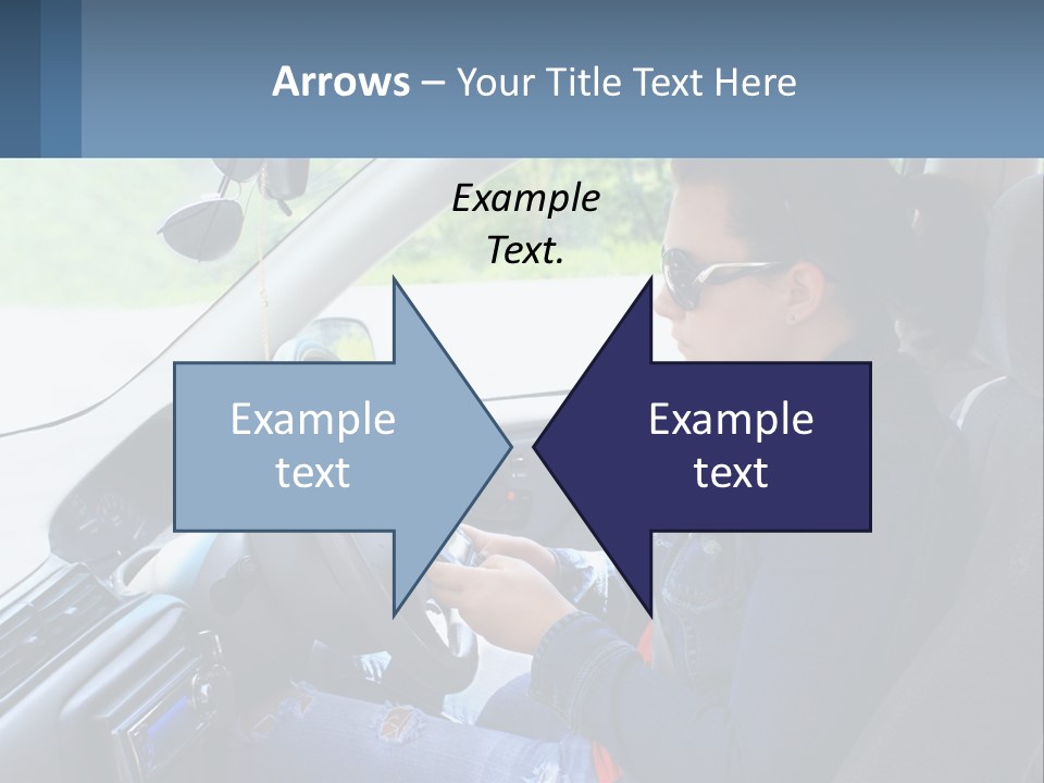 A Woman Sitting In A Car With A Steering Wheel PowerPoint Template
