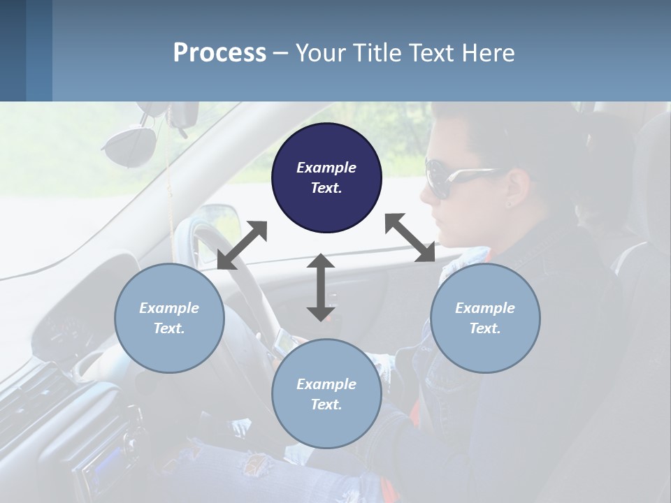 A Woman Sitting In A Car With A Steering Wheel PowerPoint Template